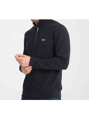 Lacoste Fermuar  Yaka Lacivert Regular Fit  Uzun Kol