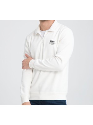 Lacoste Fermuar Yaka  Ekru Özel Arma Regular Fit