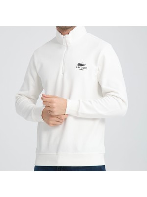 Lacoste Fermuar Yaka  Ekru Özel Arma Regular Fit