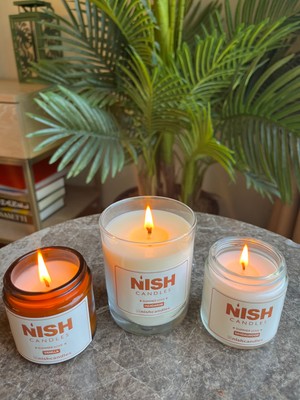 Nish Candles Yaz Serisi Doğal Soya Mumu Seti, 3 Parça Aromatik Mandalina, Sandalağacı, Vanilya Kokulu