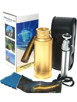 Skygo 50x50 Panda Metal Gövde Tek Gözle Büyük Mercek Korsan Dürbün Gold