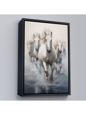 Miyrem canvas Serie  Suda Koşan Beyaz Atlar TABLOSU-8000