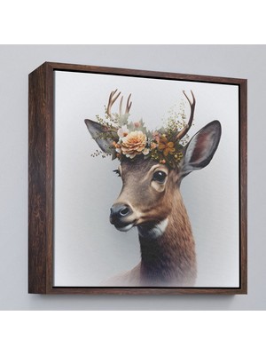 Miyrem canvas Serie  Çiçek Taçlı Geyik Portre TABLOSU-8355