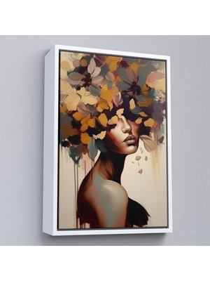 Miyrem^#canvas Serie  Çiçek Başlı Soyut Kadın TABLOSU-7832