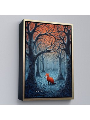 Miyrem canvas Serie  Soyut Ormandaki Sarı Tilki TABLOSU-7514