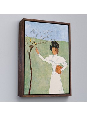Miyrem canvas Serie  Edward Penfield - Kuşlara Uzanan Kadın TABLO-8045