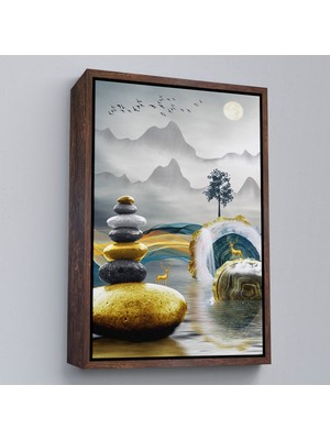 Miyrem canvas Serie  Altın Detaylı Soyut Denge TABLOSU-7694