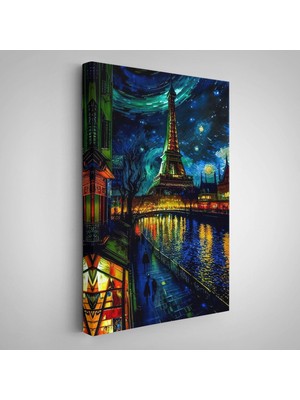 Miyrem canvas Serie Paris Eyfel Kulesi Van Gogh Tarzı Yıldızlı Geceler TABLO-7675