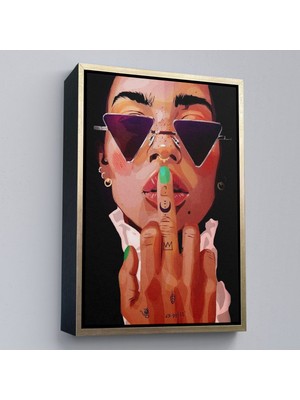 Miyrem canvas Serie  Parmak Işareti Yapan   Kadın TABLO-7747