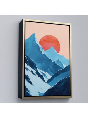 Miyrem canvas Serie  Dağların Arasındaki Soyut Güneş Manzara TABLO-7620