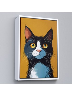 Miyrem^#canvas Serie  Soyut Renkli Kedi TABLO-7612