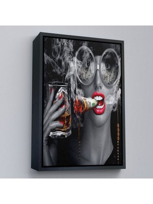 Miyrem canvas Serie  Dolar Ile Gözlüklü Sigara Içen Kadın TABLOSU-7797