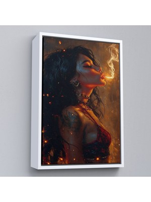 Miyrem^#canvas Serie  Dumanı Üfleyen Güzel Kadın TABLOSU-7753