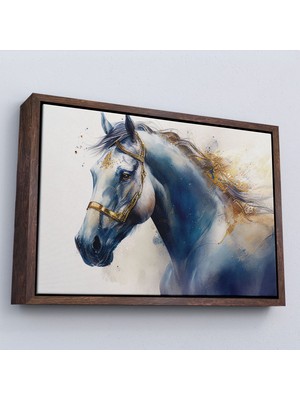 Miyrem canvas Serie  Altın Detaylı Beyaz At TABLOSU-7278