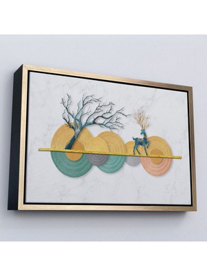Miyrem canvas Serie  Modern Geometrik Dairelerden ve Geyikler TABLOSU-7224