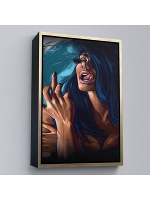 Miyrem canvas Serie  Parmak Işareti Yapan  Kadın TABLO-7725
