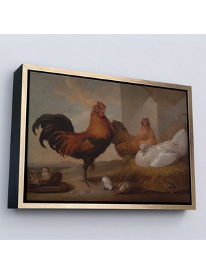 Miyrem canvas Serie  Francis Barlow - Evcil Horoz, Tavuklar ve Civcivler TABLOSU-7067