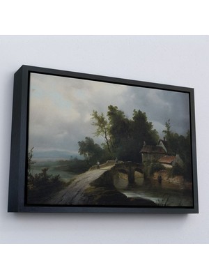 Miyrem canvas Serie  19. Yüzyılın Başları Köprülü Fransız Köy Okulu Manzara TABLOSU-7015