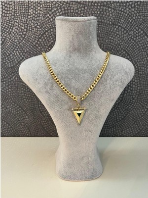 Asteria Jewelry Ema Model Yeşil Taşlı Modern Charm Kolye