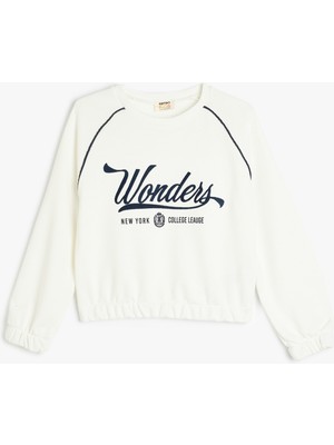Koton Bisiklet Yaka Uzun Kollu Slogan Baskılı Pamuklu Sweatshirt