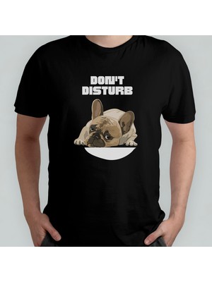 Pixxa Don't Disturb Pug Bulldog %100 Pamuklu Bisiklet Yaka T-Shirt Model 1