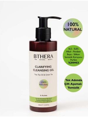 Bthera Natural Doğal Arındırıcı Yüz Temizleme Jeli | Makyaj Temizleyici | Ph Dengeli | 200 ml | Tüm Cilt Tipleri