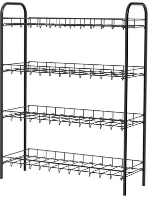 Mubatex Ayakkabılık Metal Ayakkabılık Ayakkabı Rafı Ayakkabı Düzenleyici Raf Dört Katlı Ayakkabılık Siyah
