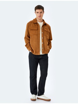 Koton Kapaklı Cep Detaylı Regular Fit Suni Süet Gömlek Ceket