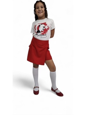 Saltare Kız Çocuk Kırmızı Şort Etek 23 Nisan 29EKIM Red Shorts Skirt