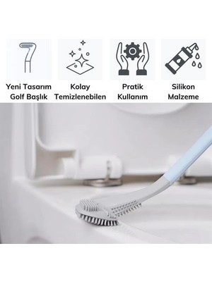 Easy Tedarik Golf Tasarımlı Silikon Wc Klozet Mutfak Temizlik Fırçası Kanca