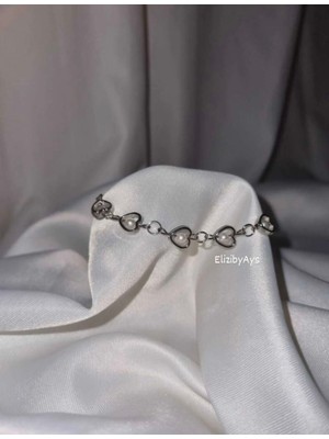 ElizibyAYS Vintage Incili Kalp Model Bileklik Y2K