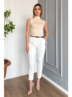 Kadın Dar Paça Kemerli Pantolon 4577
