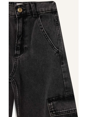 DeFacto Kız Çocuk Wide Leg Kargo Geniş Bol Paça Pamuklu Jean Pantolon D7090A825SP