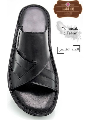Sermoda  Erkek Terlik Hafif Terlik Deri G Siyah