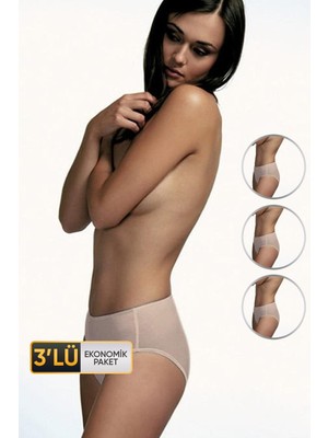 Kadın Elastanlı Pamuk Ten Külot 610 3'lü Ekonomik Paket