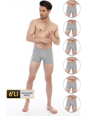 Erkek Elastanlı Gri Boxer 810 6'lı Ekonomik Paket