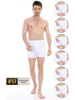 Erkek Penye Beyaz Boxer 805 6'lı Ekonomik Paket