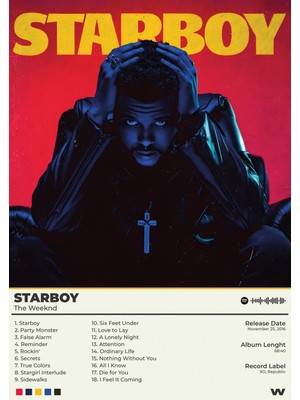 Wugu Starboy The Weeknd Büyük Boy Poster 50  x  70CM