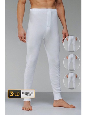 Erkek Interlok Uzun Beyaz Külot 430 3'lü Ekonomik Paket