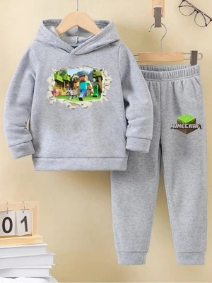Kışlık Kız Erkek Çocuk Eşofman Takımı 5 6 7 8 9 10 11 12 Yaş Unisex Minecraft