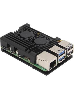 TLS Robotik Raspberry Pi 5 Çift Fanlı Alüminyum Kasa Soğutucu Muhafaza Kutusu