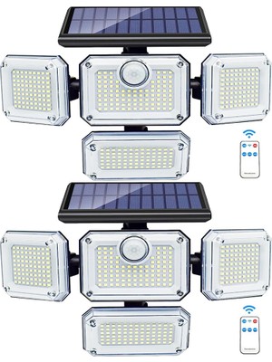 Güneş Enerjili Işıklar Dış Mekan Hareket Sensörü 333 LED Projektör Işıkları, Dışarıda Güneş Enerjili Güvenlik Işıkları, 2 Uzaktan Kumandalı (Yurt Dışından)