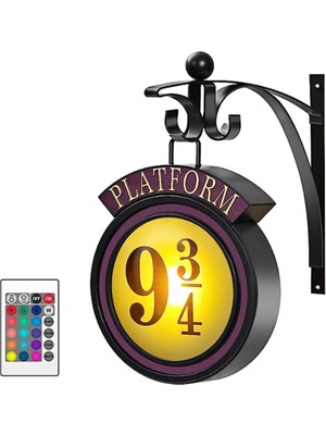 Platform 9 3/4 Gece Lambası Uzaktan Kumanda ile 16 Renk Asılı Oda Dekor Duvar Lambası 9 ¾ Burcu Dekorasyon Duvar Işıkları (Yurt Dışından)