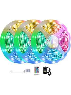 Aeethericly 15M LED Şerit Işıklar 3528 Rgb Çok Renk Değiştiren Esnek Işıklar 24 Anahtar Uzaktan Yatak Odası Için Tv Arkaplan Işığı Abd Plug (Yurt Dışından)