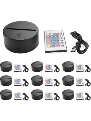 10 Paket 3D Gece LED Işık Lamba Tabanı + Uzaktan Kumanda + USB Kablosu, Akrilik Siyah Için 16 Renk Işık Gösterisi Ekran Standı (Yurt Dışından)