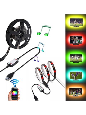 16.4ft USB LED Işık Şeritleri Bluetooth Uzaktan App Kontrolü ile Renk Değiştirme Rgb Sync Müzik Yatak Odası Dekor Için (Yurt Dışından)