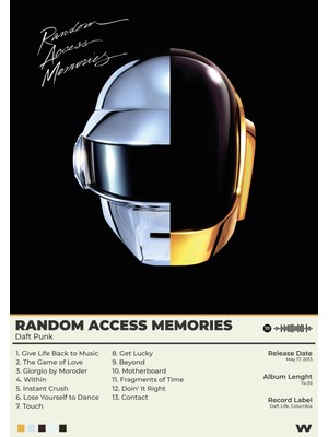 Wugu Random Access Memories Daft Punk Büyük Boy Poster 50  x  70CM