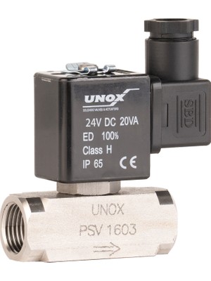 Unox 24 V Dc Paslanmaz Buhar Solenoid Valf  Normalde Kapalı 1/8" (0,5-6 BAR)