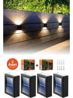 4'lü / 2 Kutu Güneş Enerjili Su Geçirmez Solar LED Lamba