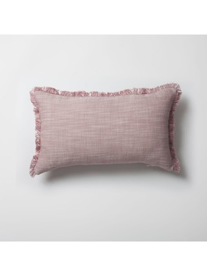 Fineroom Living Soho - Keten Püsküllü Kırlent 30  x  50 - Pembe (Ic Yastık Dahil)